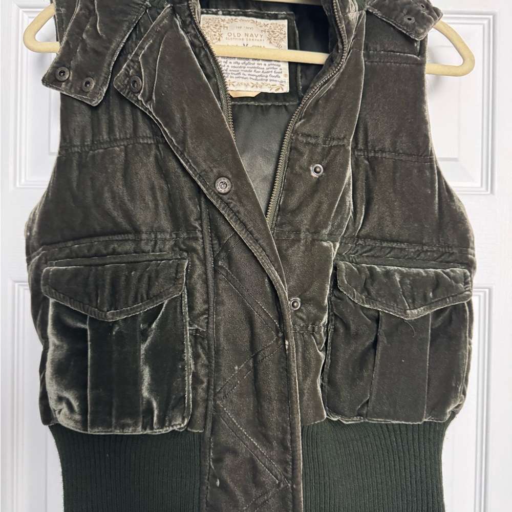 Old Navy Olive Green Velvet Vest